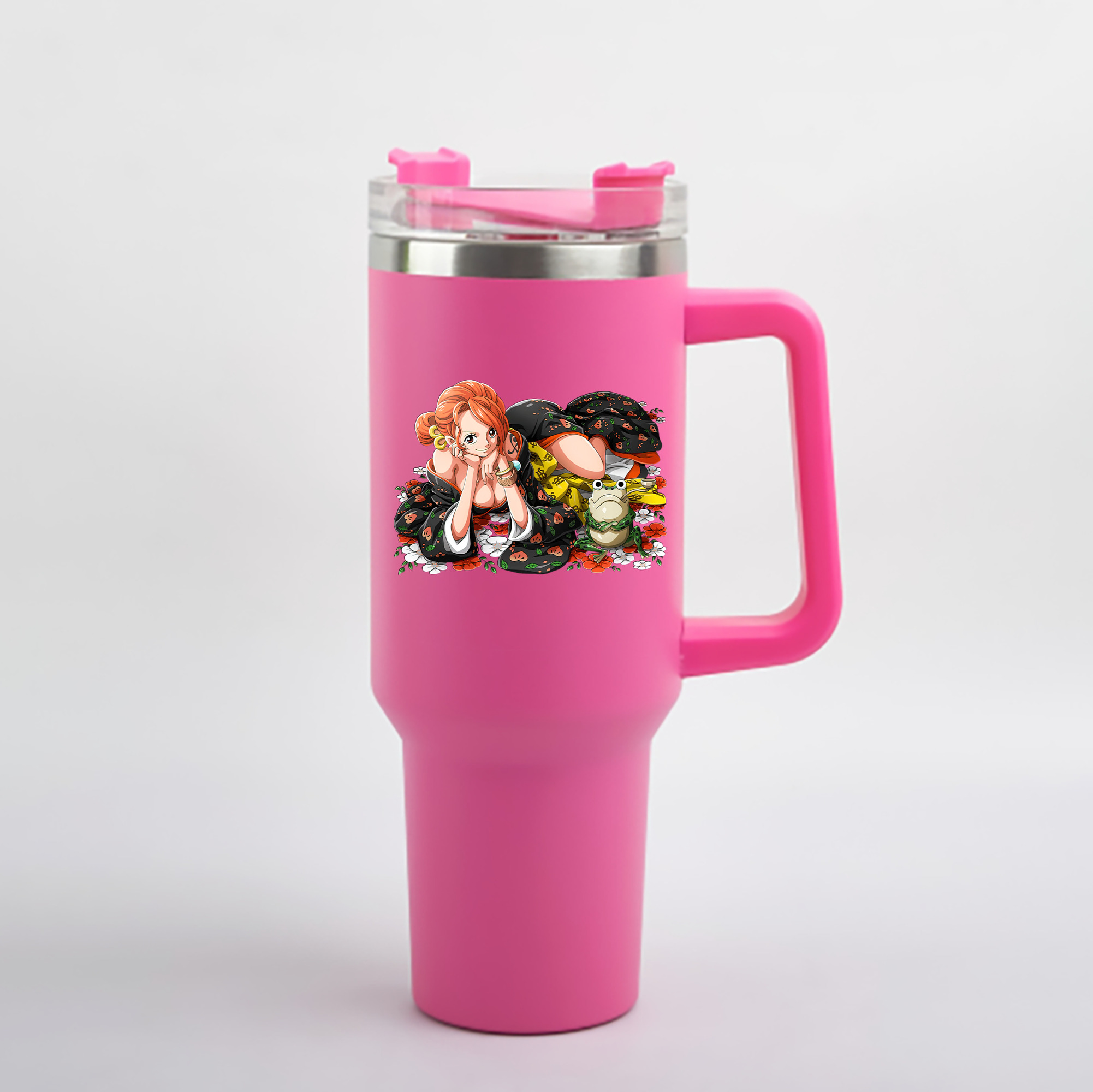 ワンピース ナミ ONE PIECE Nami 1200mL車用タンブラー - クリスタルステッカー（プラスチックストロー付き）